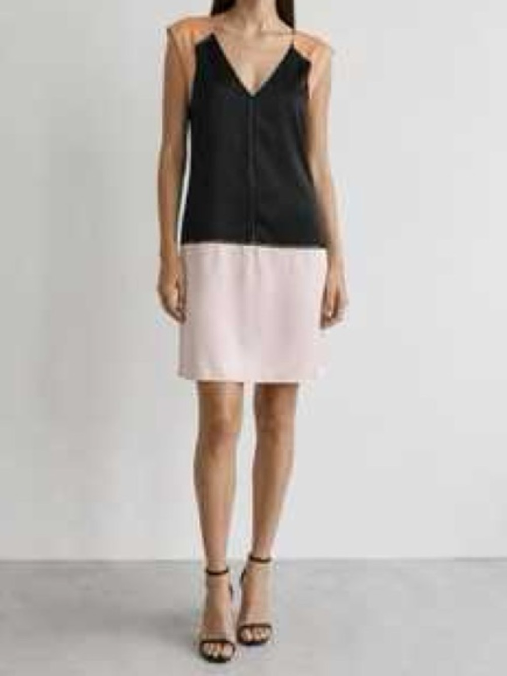 Hoss Intropia Size 36 Black Pink Gray Colorblock Satin Shift Dress